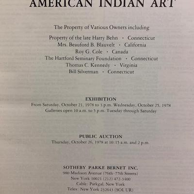American Indian Art Baskets Clothing Textiles Dolls + Sotheby’s Oct. 26, 1978