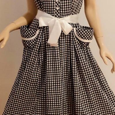 Vtg 40s-50s Gingham circle Day dress
