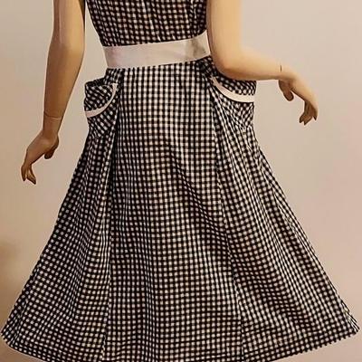 Vtg 40s-50s Gingham circle Day dress