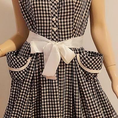 Vtg 40s-50s Gingham circle Day dress