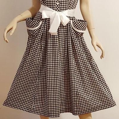 Vtg 40s-50s Gingham circle Day dress