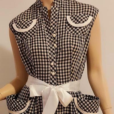 Vtg 40s-50s Gingham circle Day dress
