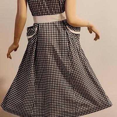 Vtg 40s-50s Gingham circle Day dress