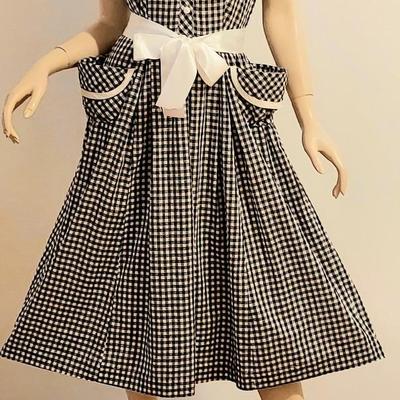 Vtg 40s-50s Gingham circle Day dress