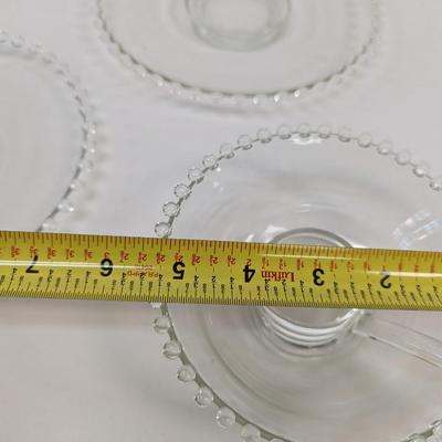 Vintage Candlewick Glass Bubble Rim Plate Sugar Bowl & Spoon
