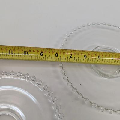 Vintage Candlewick Glass Bubble Rim Plate Sugar Bowl & Spoon
