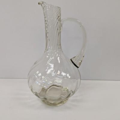 Hand Crafted In Romania Glass Pitcher