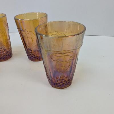 4 - Colony Harvest Carnival Amber Glasses