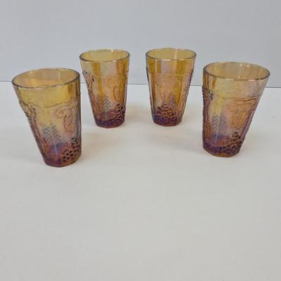 4 - Colony Harvest Carnival Amber Glasses