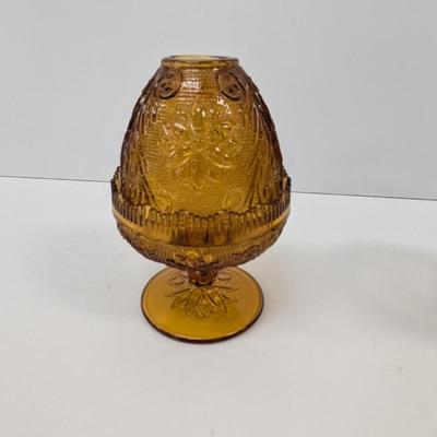 Vintage Indiana Glass Tiara Amber Fairy Lantern