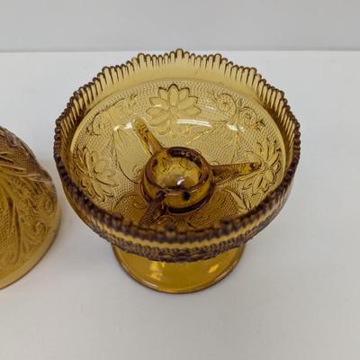 Vintage Indiana Glass Tiara Amber Fairy Lantern