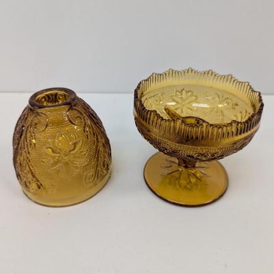 Vintage Indiana Glass Tiara Amber Fairy Lantern