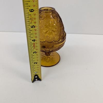 Vintage Indiana Glass Tiara Amber Fairy Lantern