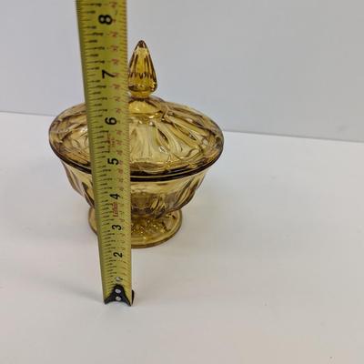 Vintage Fairfield Anchor Hocking Amber Covered Candy Dish