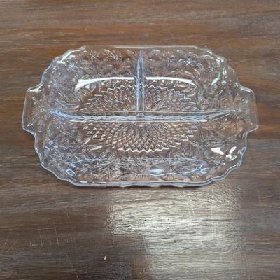 Heisey Crystolite Flared Bowl McKee Rock Crystal Large Low Cake Plate Pineapple Indiana Glass