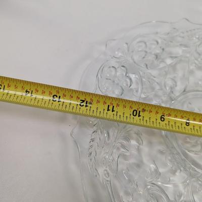 Heisey Crystolite Flared Bowl McKee Rock Crystal Large Low Cake Plate Pineapple Indiana Glass