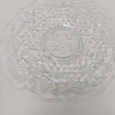 Heisey Crystolite Flared Bowl McKee Rock Crystal Large Low Cake Plate Pineapple Indiana Glass