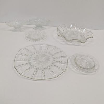 Vintage Glass Dishes Federal Columbia Clear Bubble Plate Diamond Candy Dish