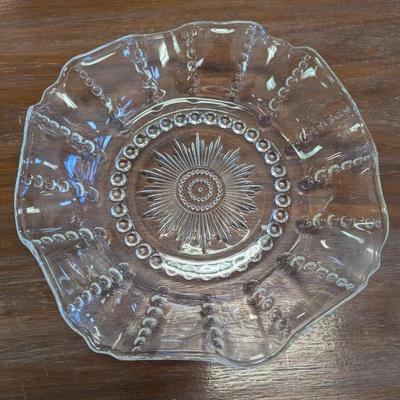 Vintage Glass Dishes Federal Columbia Clear Bubble Plate Diamond Candy Dish