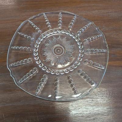 Vintage Glass Dishes Federal Columbia Clear Bubble Plate Diamond Candy Dish