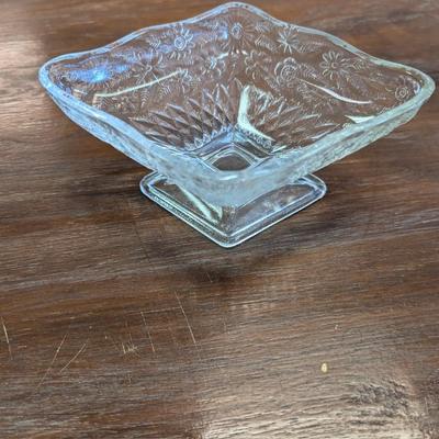 Vintage Glass Dishes Federal Columbia Clear Bubble Plate Diamond Candy Dish