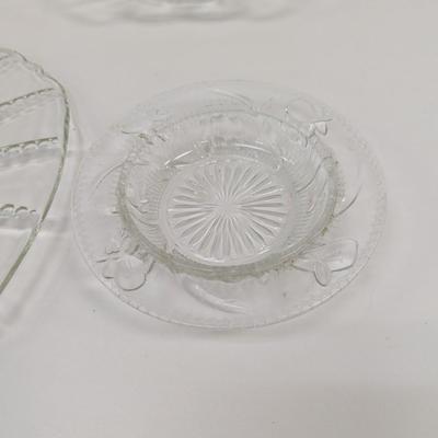 Vintage Glass Dishes Federal Columbia Clear Bubble Plate Diamond Candy Dish