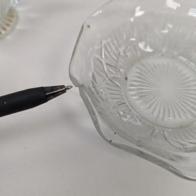 Jeannette Iris Herringbone Butter Dish & Vintage Candle Holder & Candy Dishes