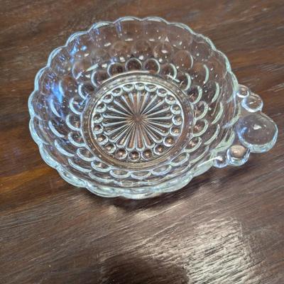 Jeannette Iris Herringbone Butter Dish & Vintage Candle Holder & Candy Dishes