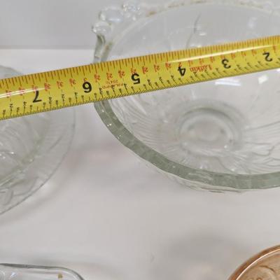 Jeannette Iris Herringbone Butter Dish & Vintage Candle Holder & Candy Dishes