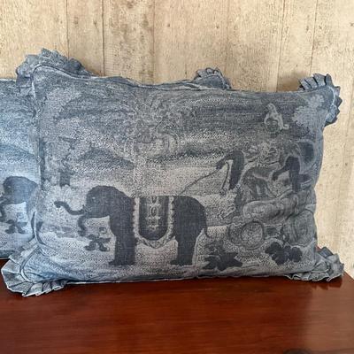 UA Custom Made Blue Elephant Pillows and Waste Can, Tray and Elephant Paperweight