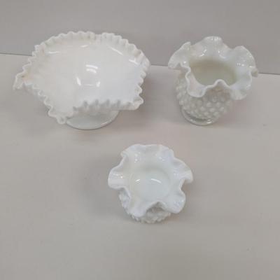 Vintage Milk Glass Hobnail Vases