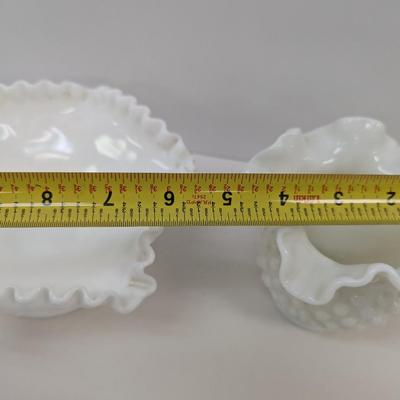 Vintage Milk Glass Hobnail Vases