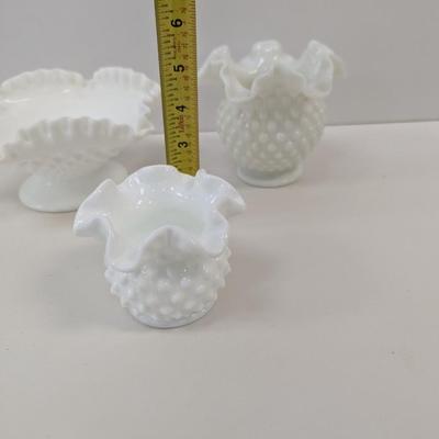 Vintage Milk Glass Hobnail Vases