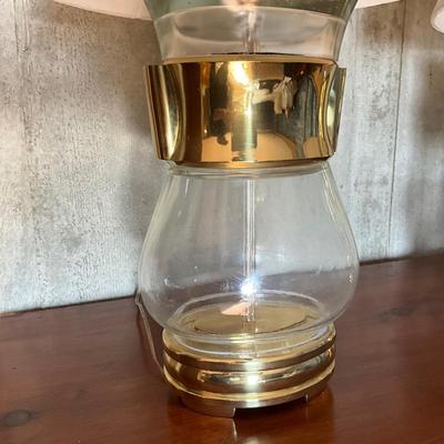 UB780 Pair of Vintage Chapman Glass Brass Lamps