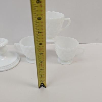 Vintage Milk Glass Candle Holders & Creamers