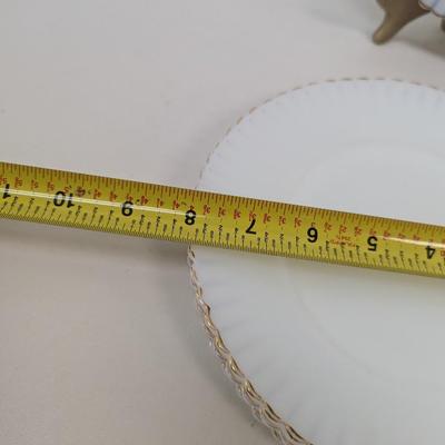 Anchor Hocking Fire King Milk Glass Gold Trim USA