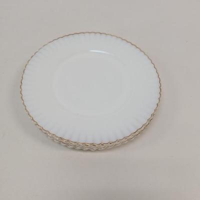 Anchor Hocking Fire King Milk Glass Gold Trim USA