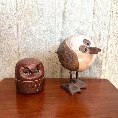 UB781 Pottery Bird and Covered Owl Box