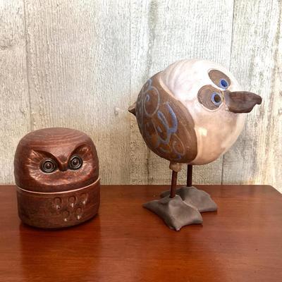 UB781 Pottery Bird and Covered Owl Box