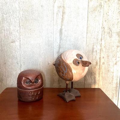 UB781 Pottery Bird and Covered Owl Box