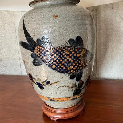 UB782 Vintage Fish Pottery Lamp