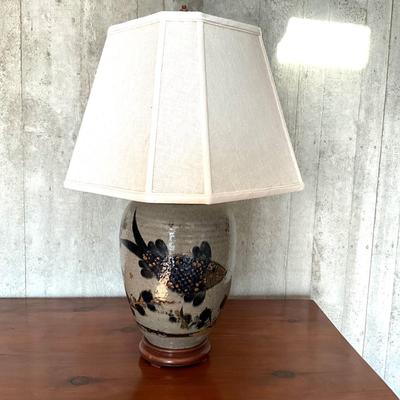 UB782 Vintage Fish Pottery Lamp