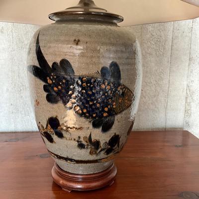 UB782 Vintage Fish Pottery Lamp
