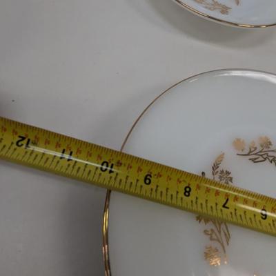 19 Pieces Of Milk Glass Federal Meadow Gold Dinner Set