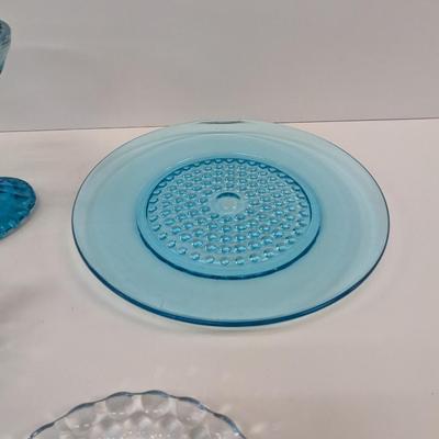 Vintage Pale Blue Anchor Hocking Glassware Hazel Atlas Capri Hobnail Plate