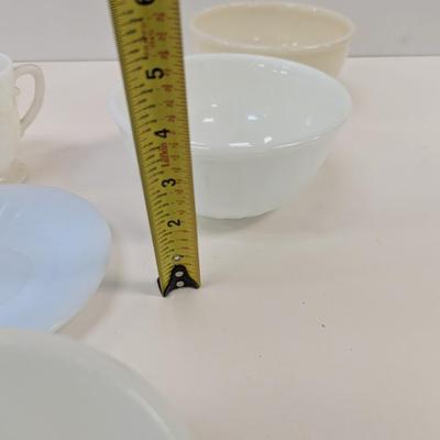 Fire King Azurite Square Plate & Cup & Fire King Bowls