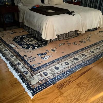 UB788 Vintage Blue and Pink Persian Oriental Wool Rug 9'6" x 12' 4"