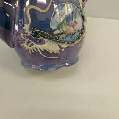Vintage Dragonware Moriage Luster Lustre Teapot Old Florida Flamingo Japan