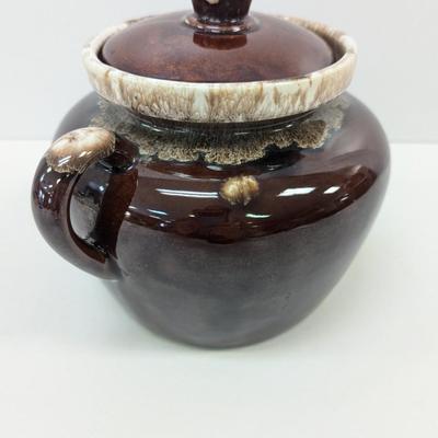 McCoy Pottery Bean Pot Brown Drip Glaze
