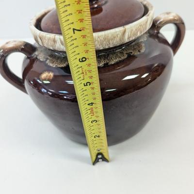 McCoy Pottery Bean Pot Brown Drip Glaze